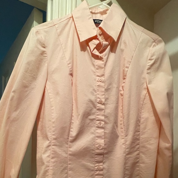 Soft Pink Express Button Down Work Shirt - Picture 2 of 3